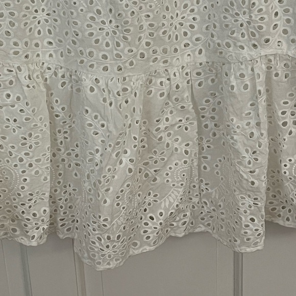 Boston Proper 100% Cotton White Eyelet Tiered Ruffle Dress Size Large Clean Girl - Picture 4 of 11